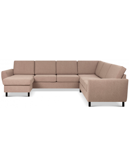 stor u-sofa u sofa i moderne design stof brun 2 chaiselonger