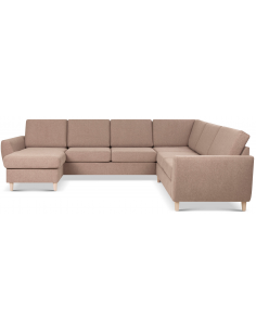 stor u-sofa u sofa i moderne design stof brun 2 chaiselonger