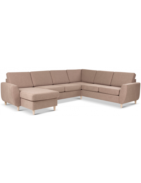 stor u-sofa u sofa i moderne design stof brun 2 chaiselonger