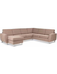 stor u-sofa u sofa i moderne design stof brun 2 chaiselonger 2