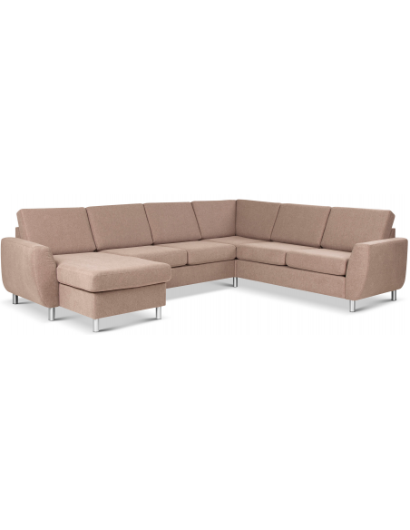 stor u-sofa u sofa i moderne design stof brun 2 chaiselonger