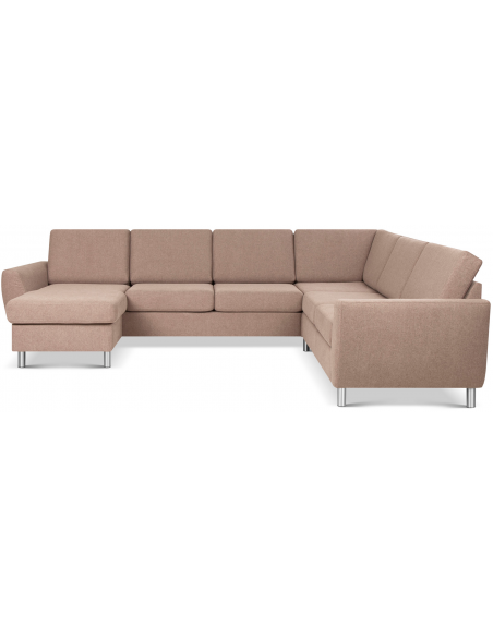 stor u-sofa u sofa i moderne design stof brun 2 chaiselonger