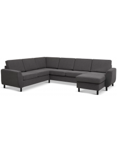 stor u-sofa u sofa i moderne design stof grå 2 chaiselonger