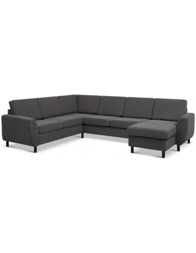 stor u-sofa u sofa i moderne design stof grå 2 chaiselonger