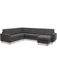 stor u-sofa u sofa i moderne design stof grå 2 chaiselonger