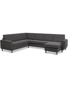 stor u-sofa u sofa i moderne design stof grå 2 chaiselonger