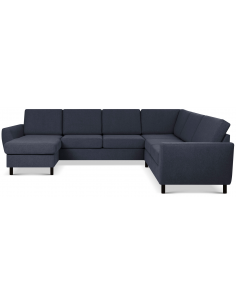 stor u-sofa u sofa i moderne design stof blå 2 chaiselonger