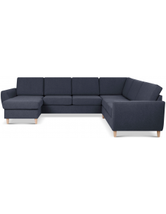 stor u-sofa u sofa i moderne design stof blå 2 chaiselonger