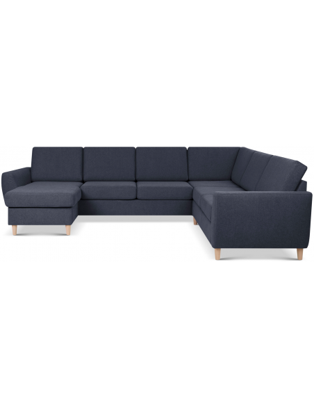 stor u-sofa u sofa i moderne design stof blå 2 chaiselonger
