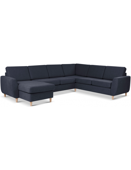 stor u-sofa u sofa i moderne design stof blå 2 chaiselonger