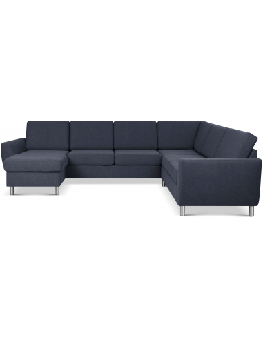 Wendy U-sofa i polyester B295 x D230 cm - Børstet alugrå/Dyb blå