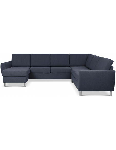 stor u-sofa u sofa i moderne design stof blå 2 chaiselonger