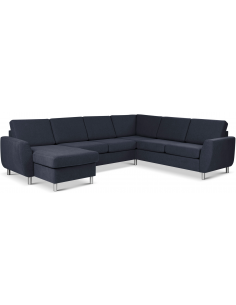 stor u-sofa u sofa i moderne design stof blå 2 chaiselonger 2