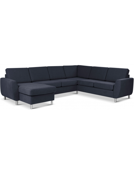 stor u-sofa u sofa i moderne design stof blå 2 chaiselonger