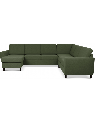 Wendy U-sofa i polyester B295 x D230 cm - Sort/Mosgrøn