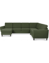 Wendy U-sofa i polyester B295 x D230 cm - Sort/Mosgrøn