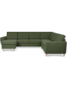 Wendy U-sofa i polyester B295 x D230 cm - Natur/Mosgrøn