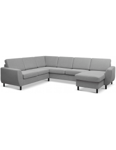 stor u-sofa u sofa i moderne design stof grå 2 chaiselonger