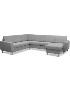 stor u-sofa u sofa i moderne design stof grå 2 chaiselonger