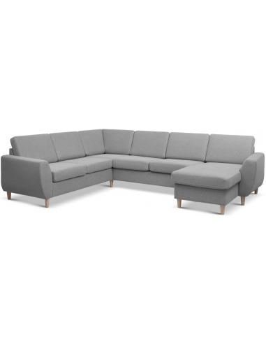 stor u-sofa u sofa i moderne design stof grå 2 chaiselonger