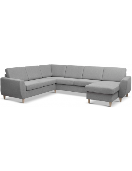 stor u-sofa u sofa i moderne design stof grå 2 chaiselonger