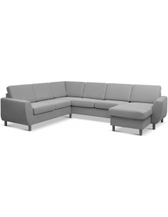 stor u-sofa u sofa i moderne design stof grå 2 chaiselonger