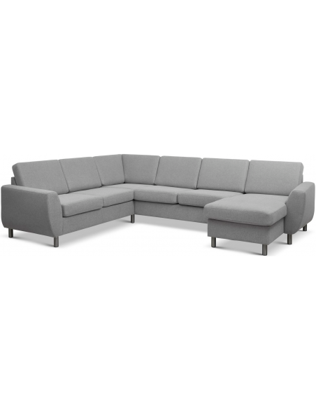 stor u-sofa u sofa i moderne design stof grå 2 chaiselonger