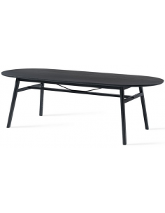 sort ovalt spisebord egetræ eg