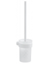 PIREN Toiletbørste til væg i stål og glas H36,5 cm - Mat hvid/Matteret hvid