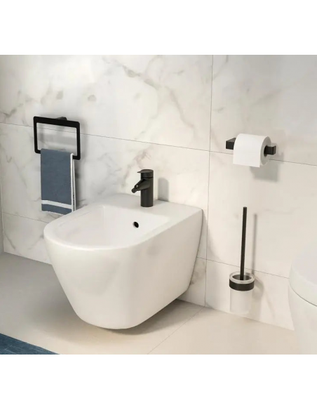 toiletbørste sort messing hvid krom badeværelse