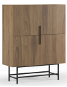 ELDIA Lavt vitrineskab i metal og møbelplade H128 cm - Sort/Brun eg