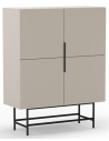 ELDIA Lavt vitrineskab i metal og møbelplade H128 cm - Sort/Creme