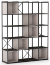 ANYA Bogreol i metal og møbelplade H197 x B139,5 cm - Sort/Creme