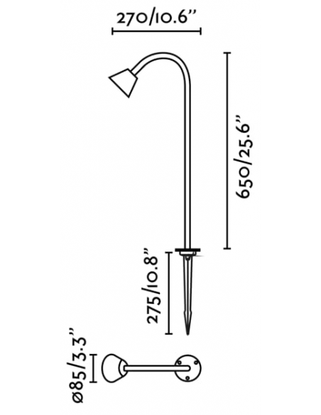Udendørs bedlamper spyd sort led
