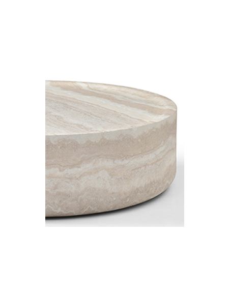 sofabord rundt marmor travertin beige sten