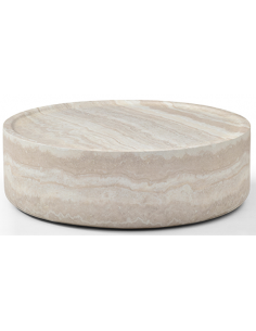 sofabord rundt marmor travertin beige sten