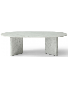 ovalt sofabord hvid marmor sten aflangt stort