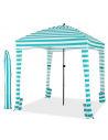 Parasol pavillon i metal og polyester 183 x 183 cm - Turkis/Hvid