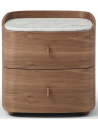 VERTU Sengebord i valnøddefinér og marmor H52 cm - Valnød/Hvid marmor