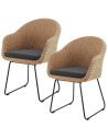 CODY 2 x Havestole i stål og rattan H82 cm - Sort/Natur/Mørkegrå