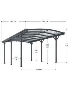 carport aluminium billig grå mørkegrå sort 2