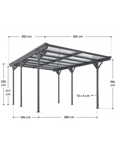 carport aluminium billig grå mørkegrå sort stål 2