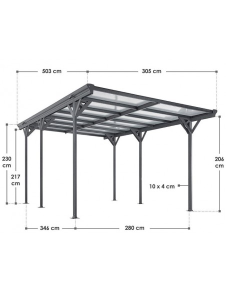carport aluminium billig grå mørkegrå sort stål