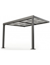 Terrasseoverdækning med skydetag i aluminium og polycarbonat 300 x 300 cm - Antracit