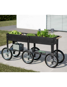 højbed plantekasser havedekoration højbede sort stål hjul 2