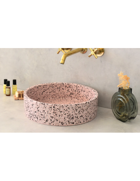 rund håndvask terrazzo beton betonvask vask bordmonteret bordplade