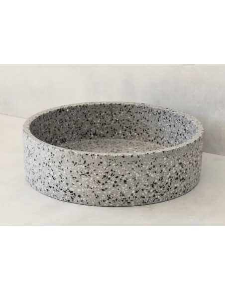 rund håndvask terrazzo beton betonvask vask bordmonteret bordplade