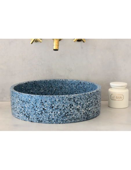 rund håndvask terrazzo beton betonvask vask bordmonteret bordplade