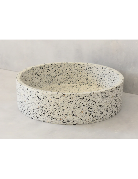 rund håndvask terrazzo beton betonvask vask bordmonteret bordplade