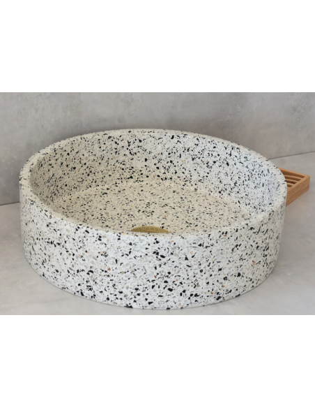 rund håndvask terrazzo beton betonvask vask bordmonteret bordplade